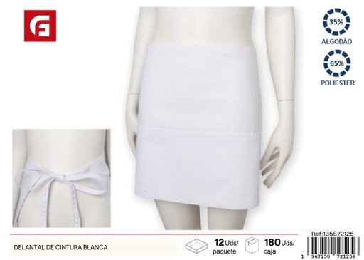 [135872125] Delantal de cintura blanca - Ropa de cocina y accesorios