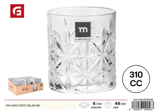 [200429056] Vaso de vidrio modelo Milan 310 ml - Vasos de vidrio y cristalería