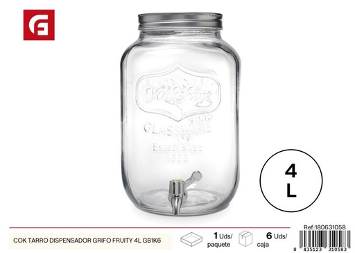 [180631058] Tarro dispensador con grifo COK FRUITY de 4L GB1K6 - Almacenamiento de alimentos