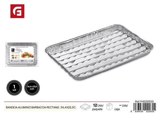 [114222655] Bandeja de aluminio rectangular 34.4x22.5 cm 1 ud - Recipientes desechables 