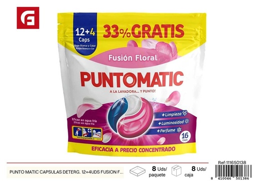 [111650138] Punto Matic cápsulas detergente 12+4 uds fusión floral - Productos de limpieza