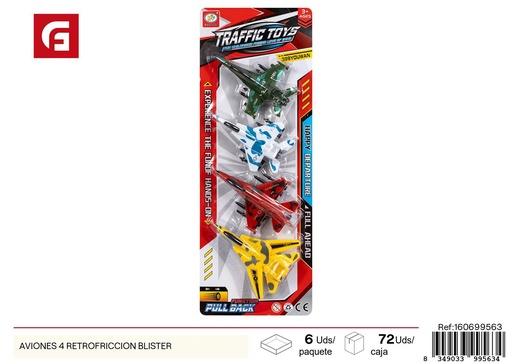 [160699563] Set de 4 aviones retro de fricción - Juguetes de aviación y nostalgia