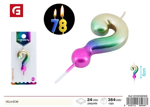[203938068] Vela 6 cm - Elemento decorativo para fiestas