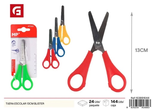 [153891644] TIJERA ESCOLAR 13CM BLISTER - Material de manualidades y tijeras