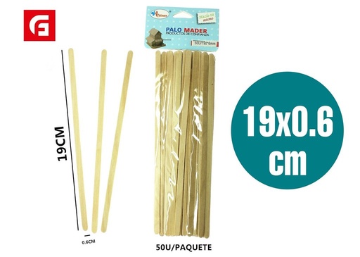 [186301120] Palo de madera para manualidades 190x6 mm - Materiales de manualidades