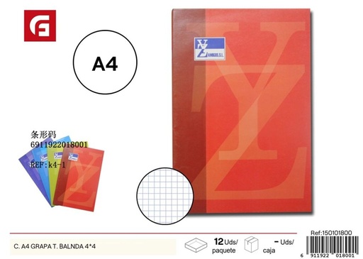 [150101800] Cuaderno A4 grapado 4*4 - Material escolar