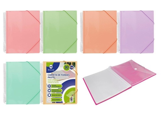 [150829605]  Carpeta espiral PP Bismark de 30 fundas pastel - Material de oficina y archivadores