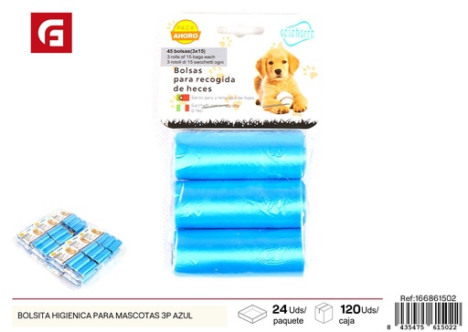 [166861502] Bolsita higiénica para mascotas 3 unidades azul - Cuidado de mascotas