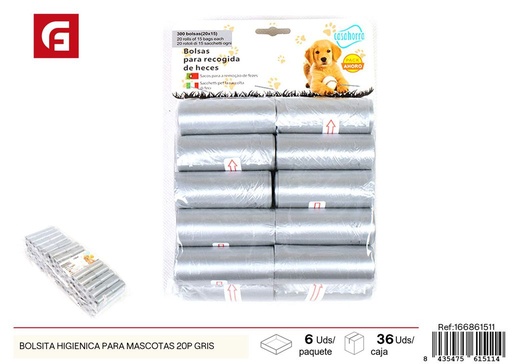 [166861511] Bolsita higiénica para mascotas 20P gris - Productos para mascotas