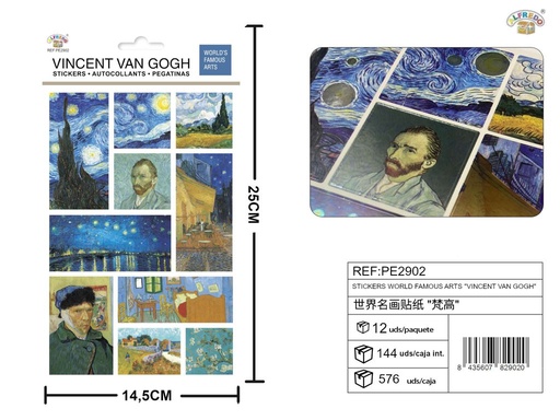 [PE2902] Stickers de artes famosas "Vicent Van Gogh" 14,5x25 cm - Novedades