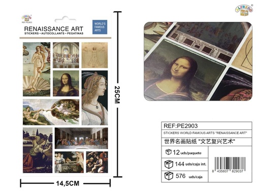 [PE2903] Stickers de artes famosas "Arte del Renacimiento" 14,5x25 cm - Novedades