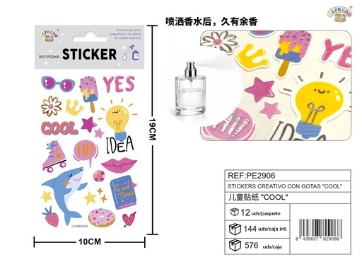 [PE2906] Stickers creativos con gotas "Cool" 10x19 cm - Novedades