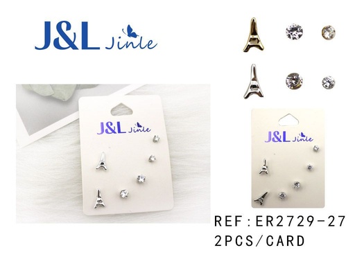 [ER2729-27] Set de pendientes Torre Eiffel 3 piezas para mujer