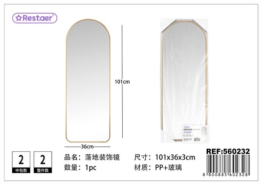 [560232] Espejo de pie dorado 101x36x3 cm - Decoración de hogar y espejos estilizados