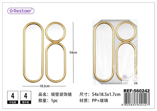 [560242] Espejo decorativo de pared color champán 54x18.5x1.7 cm - Ideal para el hogar
