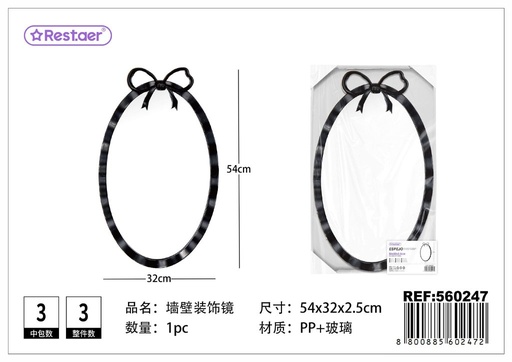 [560247] Espejo decorativo de pared negro 54x32x2.5 cm - Espejos modernos para la decoración