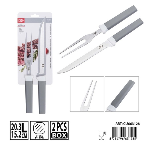 [0240312] Set de cuchillo y tenedor 20.3cm-15,2cm DC CASA - Ideal para comidas y cenas