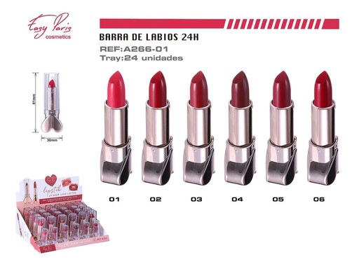 [A266-01] Lápiz labial 24h 24/u - Labiales de larga duración