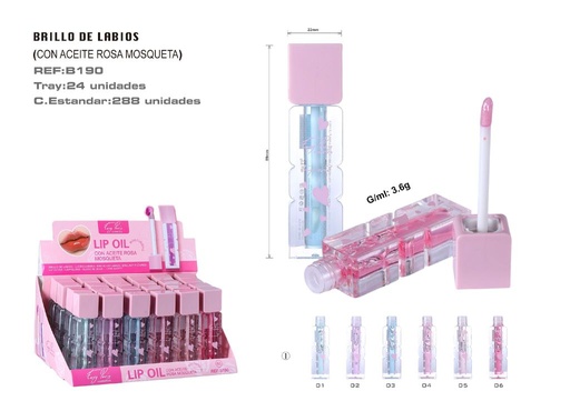[B190-01] Brillo de labios Hidra + Color suave 24/u - Gloss labial