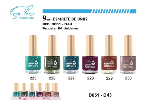 [D051-B43] Laca de uñas 9 días 24/u - Esmaltes de uñas