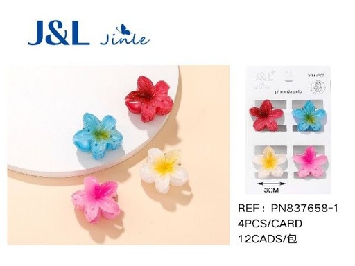[8445801242013] Pack de 4 pinzas flor 3 cm 12/u - Accesorios decorativos para el cabello
