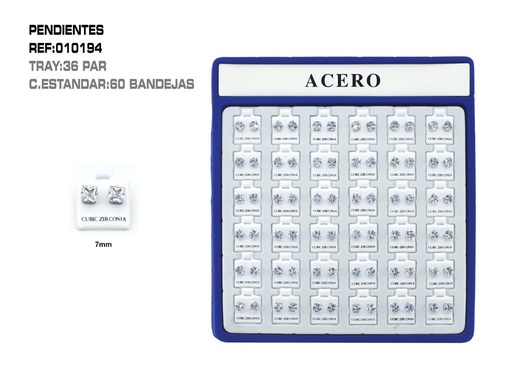 [010194] Pack de pendientes 7mm 36 unidades - Accesorios de bisutería
