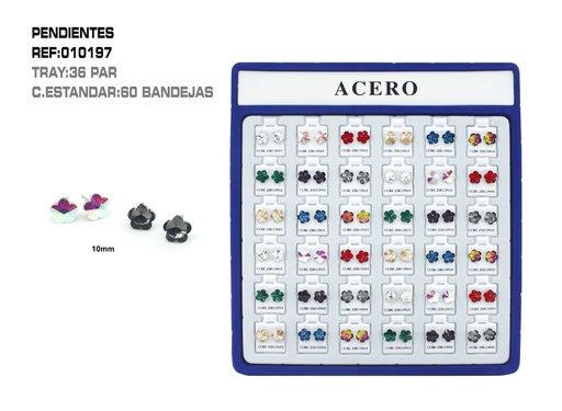 [010197] Pack de pendientes 10mm 36 unidades - Accesorios de bisutería