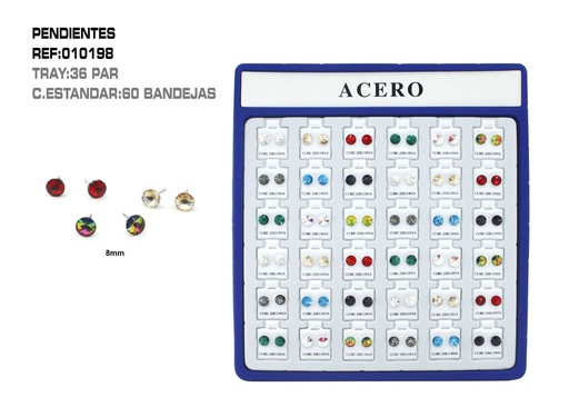 [010198] Pack de pendientes 8mm 36 unidades - Accesorios de bisutería