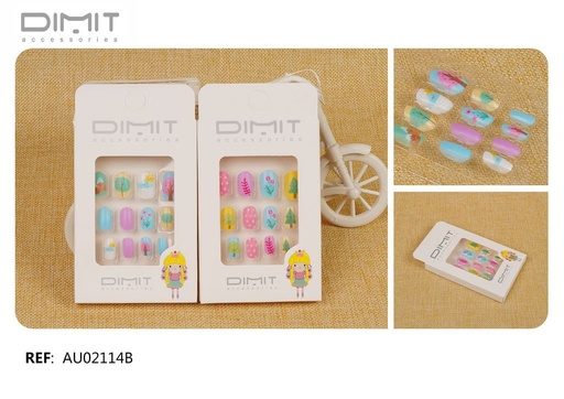 [8435693879442] Uñas postizas infantiles 12 unidades AU02114B - Accesorios de uñas para niños