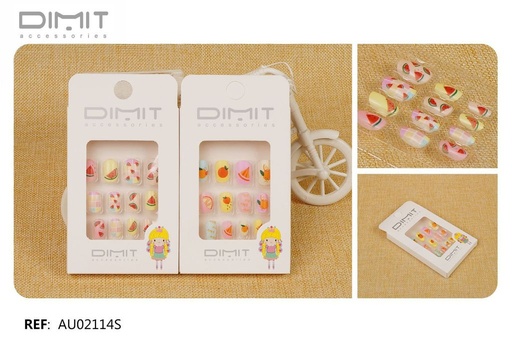 [8435693879572] Uñas postizas infantiles 12 unidades AU02114S - Accesorios de uñas para niños