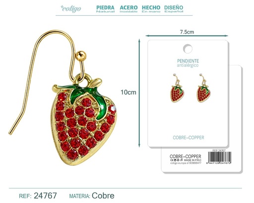 [24767] Pendiente de fresa - Accesorios de bisutería de frutas