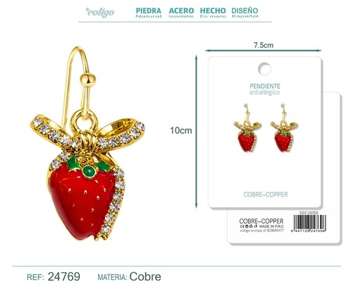 [24769] Pendiente de fresa - Accesorios de bisutería de frutas