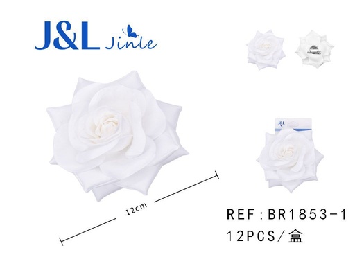 [BR1853-1] Broche de rosa blanca 12cm