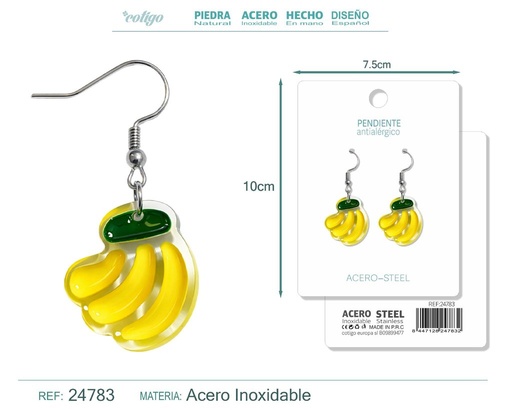 [24783] Pendiente de plátano con accesorio de acero - Accesorios de bisutería de frutas
