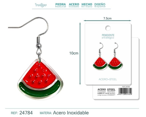 [24784] Pendiente de sandía con accesorio de acero - Accesorios de bisutería de frutas