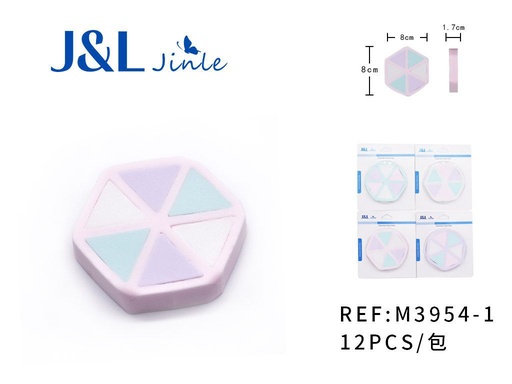 [M3954-1] Esponjas de maquillaje hexagonales 8cm set de 8pcs para aplicación de maquillaje