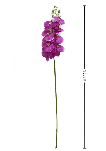 [630753深紫色] Vara de flores artificiales - 8 cabezas de orquídeas ultra realistas