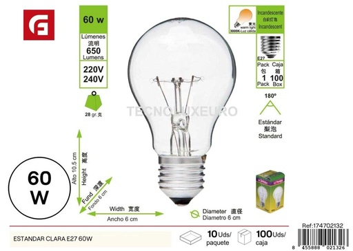 [174702132] Bombilla estándar E27 60W - Iluminación LED para el hogar