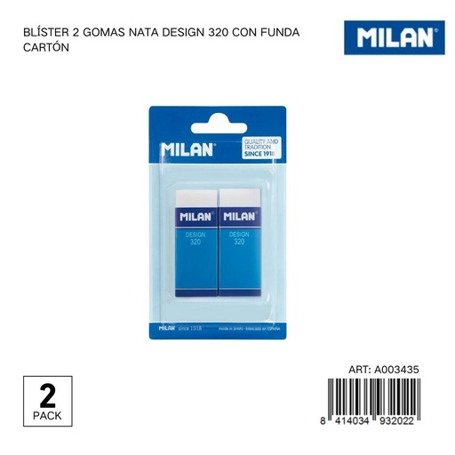 [A003435] BLÍSTER 2 gomas nata Design 320 - Herramienta de escritura útil y atractiva