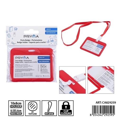 [0242729] Porta tarjetas con cordón 10x8cm PRYMA - Material de oficina
