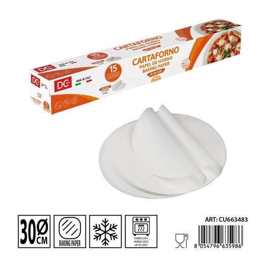 [0244565] Papel de horno 30 cm redondo 15 hojas - Utensilios de cocina desechables