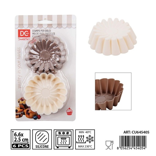 [0239411] Set de moldes de silicona para pastel 6 pz 6.6X2.5 cm - Utensilios para repostería