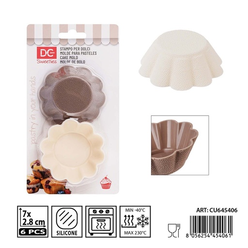 [0239412] Set de moldes de silicona para pastel 6 pz 7X2.8 cm - Utensilios para repostería
