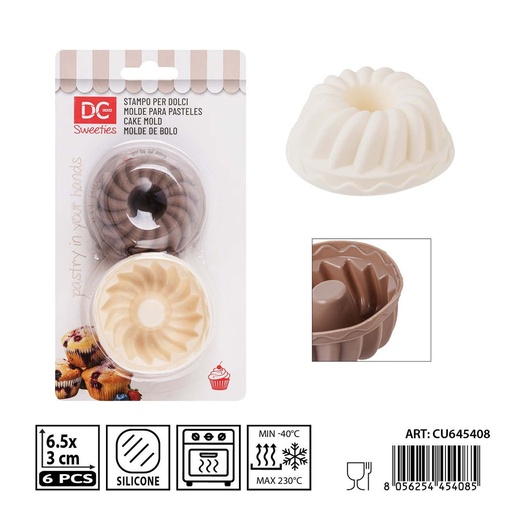 [0239414] Set de moldes de silicona para pastel 6 pz 6.5X3 cm - Utensilios para repostería