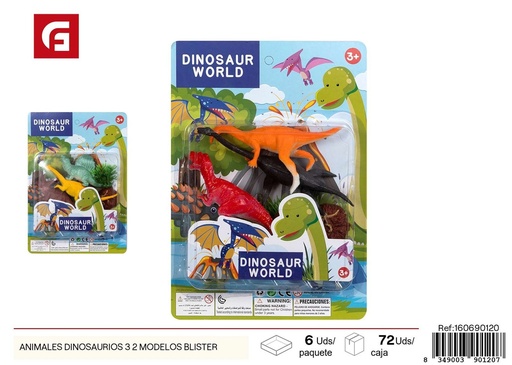[160690120] Animales dinosaurios 3 modelos (blister) - Juguetes de animales y figuras