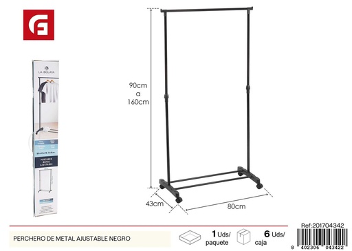 [201704342] Perchero de metal ajustable negro - Ideal para la organización