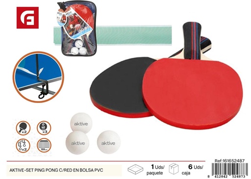 [161652487] Set de ping pong AKTIVE con red en bolsa PVC - Juguetes deportivos