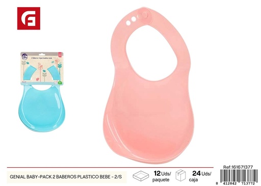 [161671377] Pack de 2 baberos de plástico para bebés - Genial Baby