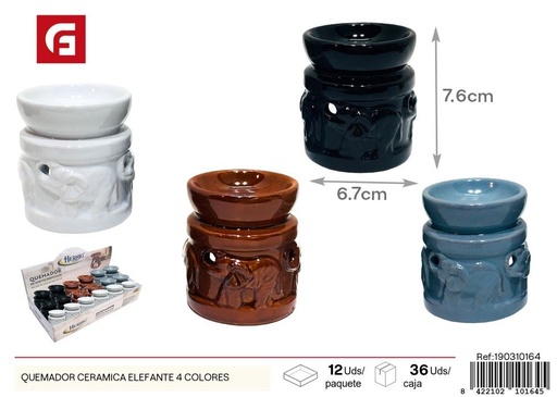 [190310164] Quemador de cerámica elefante 4 colores - Artículos de decoración y porta velas