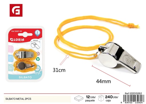 [122013262] Silbato metálico de 2 piezas - Juguete deportivo y accesorio